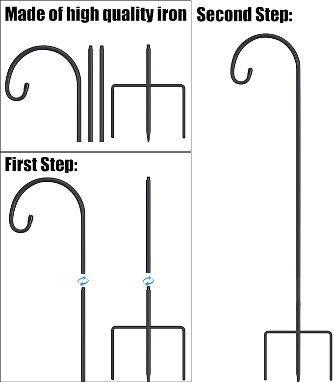 4-Pack 32" Shepherd's Hooks, Heavy-Duty Garden Stakes
