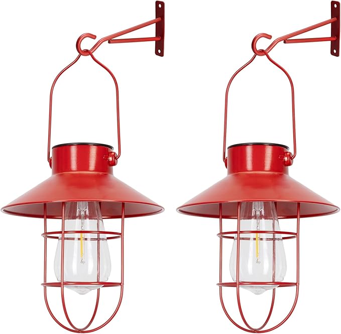 Solar Courtyard Lanterns 2-Pack, Porch Hanging LED Decor