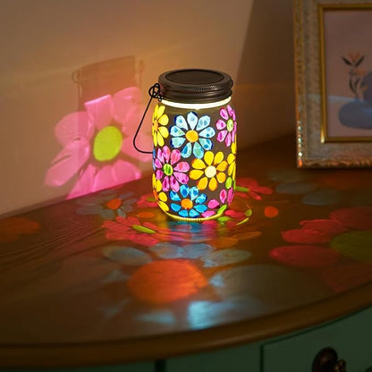 Stargarden Mosaic Solar Lantern ,Mosaic Lights ,Outdoor Hanging Jar Lights ,Waterproof Solar Lamps for Tree, Garden, Patio, Yard, Outdoor(Flower)