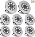 8-Pack White In-Ground Solar Lights, Flat LED Walkway