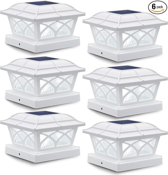 6-Pack Upgraded Solar Post Cap Lights for Deck, LED