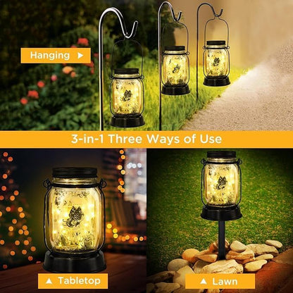 Butterfly Solar Lantern Outdoor Garden Lights, Butterfly Gift for Women Mothers' Day Gift for Mother/Grandma/Women Yard Gift, Lamp Decor,Outdoor Solar Lanterns