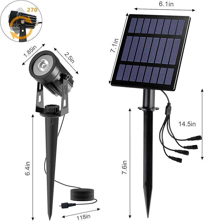 Solar Yard Spotlights, Waterproof