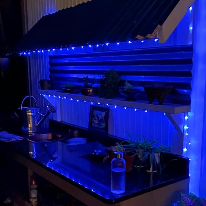 8-Pack Outdoor String Lights, 16ft Blue Waterproof LED
