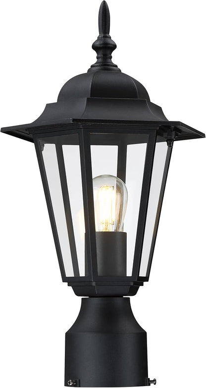 GRUENLICH Outdoor Post Light, Black Waterproof Lamp Post Lights Fxiture, Aluminum Pole Lantern for Outside Yard Pathway Garden, 1 Pack