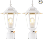 White Solar Post Lighting Fixture, Outdoor Post Lighting