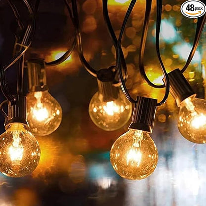 25FT G40 Globe Patio Lights with 20 Edison Glass Bulbs(4 Spare),5W E12 Base Warm Yellow Outdoor String Lights,Waterproof Connectable Hanging Light for Backyard Porch Balcony Party Decor