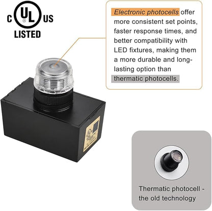 YCA1030 Dusk to Dawn Sensor, Hard-Wired Post Eye Photocell Sensor for Outdoor Lights, Automatic Light Control Switch, UL Listed