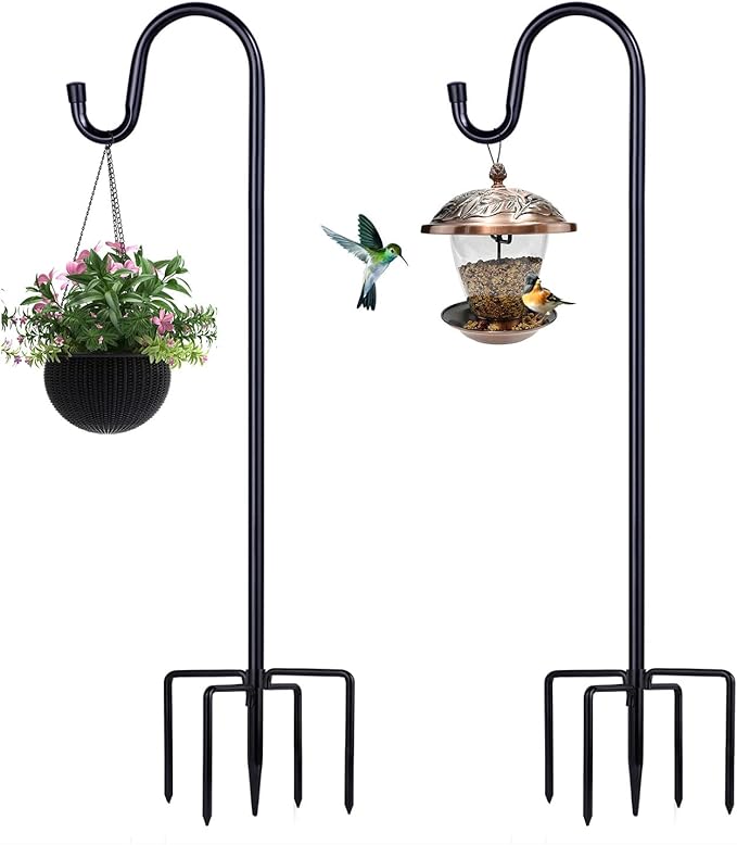 2-Pack 46" Garden Shepherd Hooks, Iron Plant Hangers