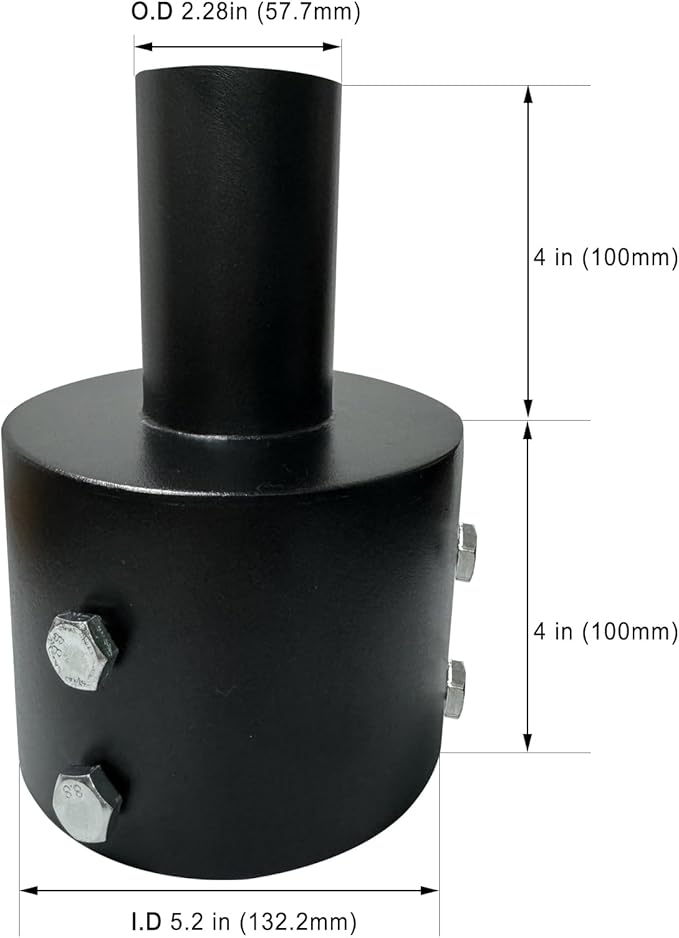 Slip Fitter Light Pole Adapter - for 5 inch Round Pole, 2 3/8 inch Round Tenon Adapter for Led Parking Lot Lights Shoebox Street Post Light Metal Outdoor Mount Bracket
