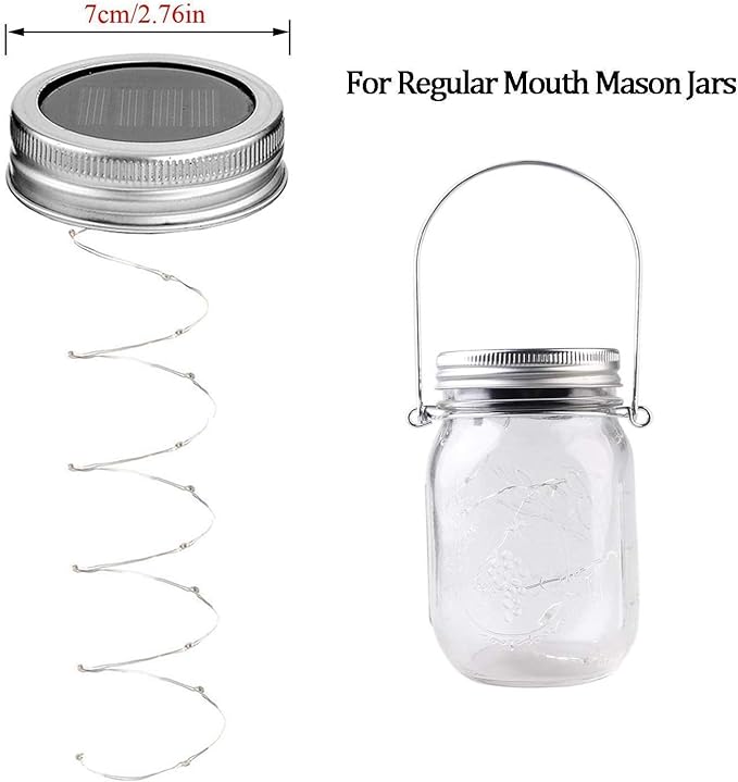 30LED Solar Mason Jar Lights, 8 Pack Jar Lid String Lights (No Jars), Waterproof Fairy Firefly Light for Garden, Patio, Outdoor, Yard, Lawn Decor(8 Colors)