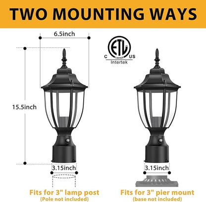 Lamomo Dusk to Dawn Outdoor Post Lights, Waterproof Aluminum Lamp Post Light Fixture, Lamp Posts Outdoor Lighting Pole Lantern for Yard Patio Pathway Garden