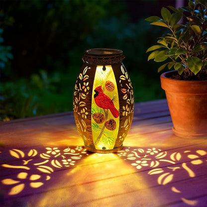 STARSOUL Solar Lantern Outdoor Waterproof, Hanging Solar Lantern for Patio Garden Yard Decor, Cardinal Gift for Mom Grandma, Cardinal Outdoor Decor