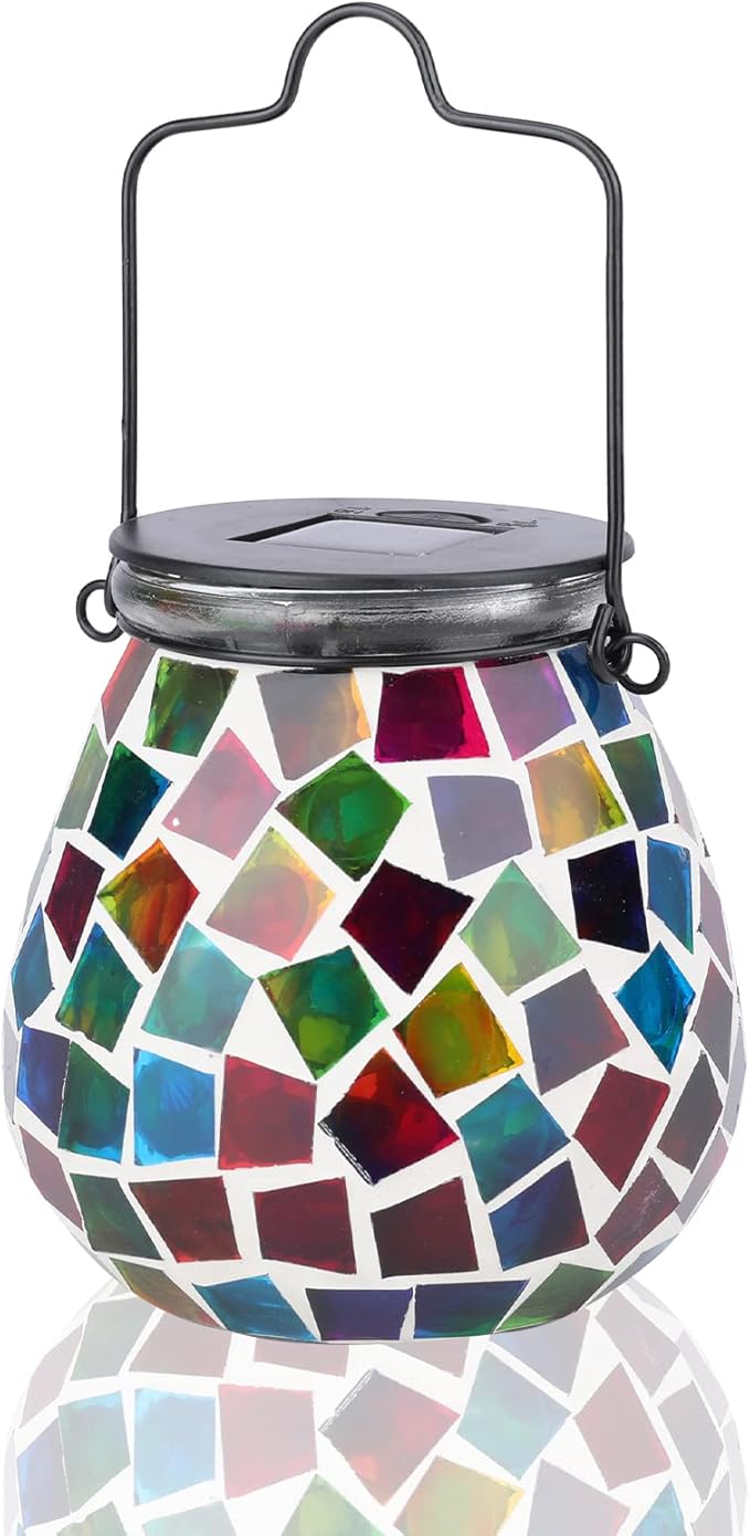 Solar Mosaic Lanterns, Porch Hanging LED Decor