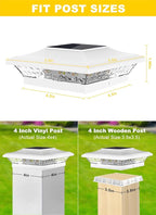6-Pack Cool White Yard Post Cap Lights, Solar LED