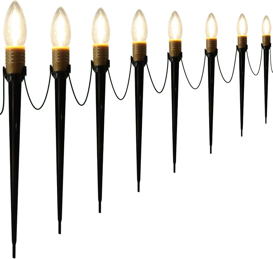 25-Pack Christmas Pathway Lights Outdoor, 38.5ft Connectable C26 Christmas Yard Stakes, Waterproof Walkway Christmas Decorations Outdoor for Holiday, Lawn, Patio, Garden Display