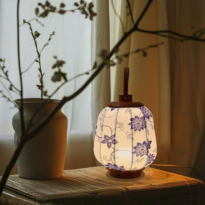 Cordless Rechargeable Lanterns Table Lamp - LED Outdoor Light,4000 mAh Battery Operated,3 Color Dimming Touch Desk Lamps with Handle for Bedroom/Living Room/Restaurant/Camping