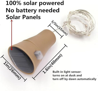 Decorman 10 Pack Solar Powered Wine Bottle Lights, 10 LED Waterproof Copper Cork Shaped Lights for Wedding/Christmas/Outdoor/Holiday/Garden/Patio/Yard/Pathway Decor (Cool White)