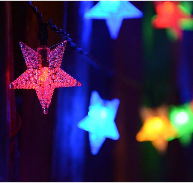 50ft 120LED Solar String Fairy Lights Outdoor,Waterproof Star Twinkle Decorative Lights for Garden,Patio Post,Deck,Canopy,Gazebo,Porch,Pergola,Balcony,Backyard Fence,Party Decor,Multicolored