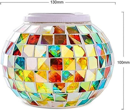 SunKite Solar Table Lights Outdoor Indoor Color Changing Crackle Crystal Glass Night Lights,Waterproof Solar Powered Mosaic Glass Ball Lamp,for Home Room Christmas Decorations (Square)