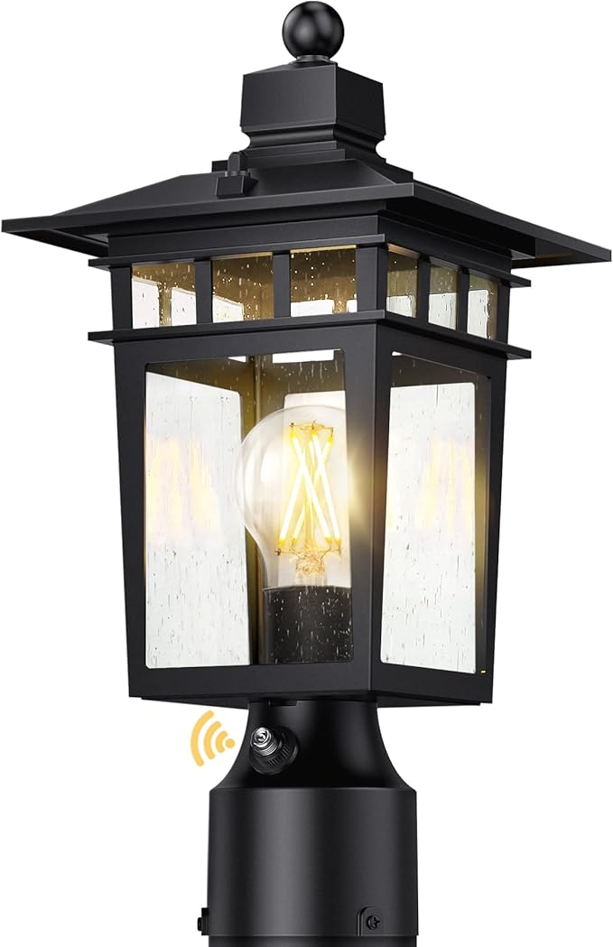 Outdoor Pole Lantern, Black Weatherproof Post Light