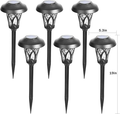 GIGALUMI 6 Pack Solar Pathway Lights Outdoor, Metal Glass & ABS Solar Landscape Lights Waterproof IP65, Warm White Solar Powered Garden Lights for Yard Patio Walkway Driveway (Black)