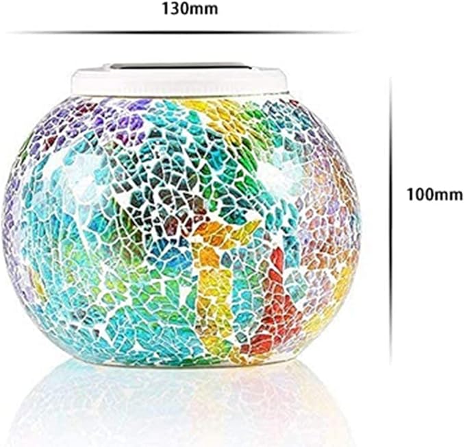 SunKite Solar Table Lights Outdoor Indoor Color Changing Crackle Crystal Glass Night Lights,Waterproof Solar Powered Mosaic Glass Lamp,for Garden Patio Yard Christmas Decorations (Multicolor)