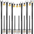 6-Pack Metal Light Poles for Party, Heavy-Duty