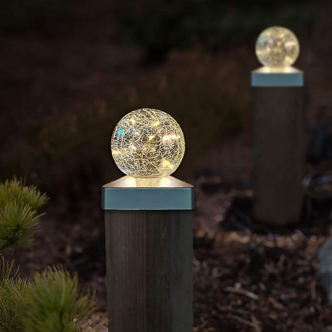 SUNNYPARK Solar Post Lights - Outdoor Post Cap Light for Fence Deck or Patio Garden Decoration Solar Powered Caps, LED Lighting, Lamp Fits 4x4 in - Warm White 4 Pack