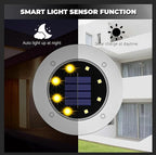 Solar Flat Disk Lights 16-Pack, Waterproof Walkway