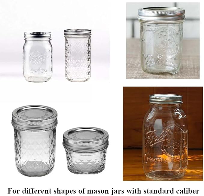 Miaro 6 Pack Mason Jar Lights, 10 LED Solar Warm White Fairy String Lights Lids Insert for Garden Deck Patio Party Wedding Christmas Decorative Lighting Fit for Regular Mouth Jars