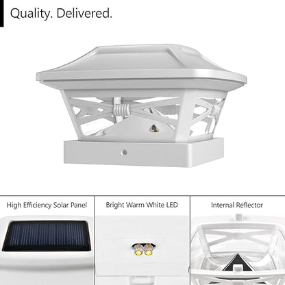 Davinci Lighting Renaissance Solar Outdoor Post Cap Lights - Includes Bases for 4x4 5x5 6x6 Posts - Bright LED Light - Pearl White (1 Pack)