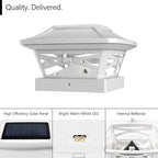 White Solar Fence Post Caps 8-Pack, Yard LED
