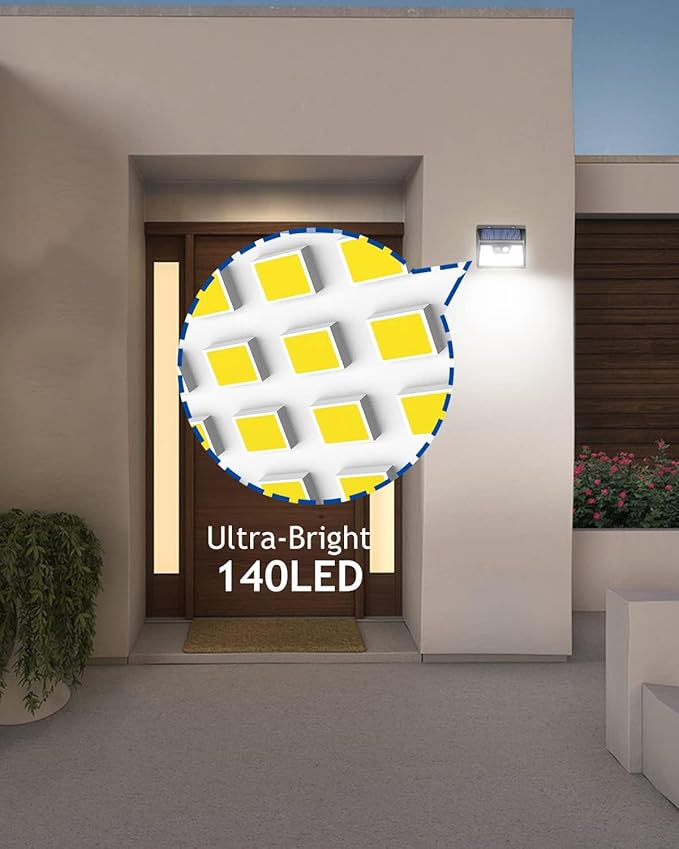 Peasur Solar Outdoor Lights [5 Pack/140LED], Motion Sensor Outdoor Light Ultra-Bright, Solar Powered Security Lights 3 Working Modes, Solar Lights Outdoor Waterproof for Outside Garden Yard (500LM)