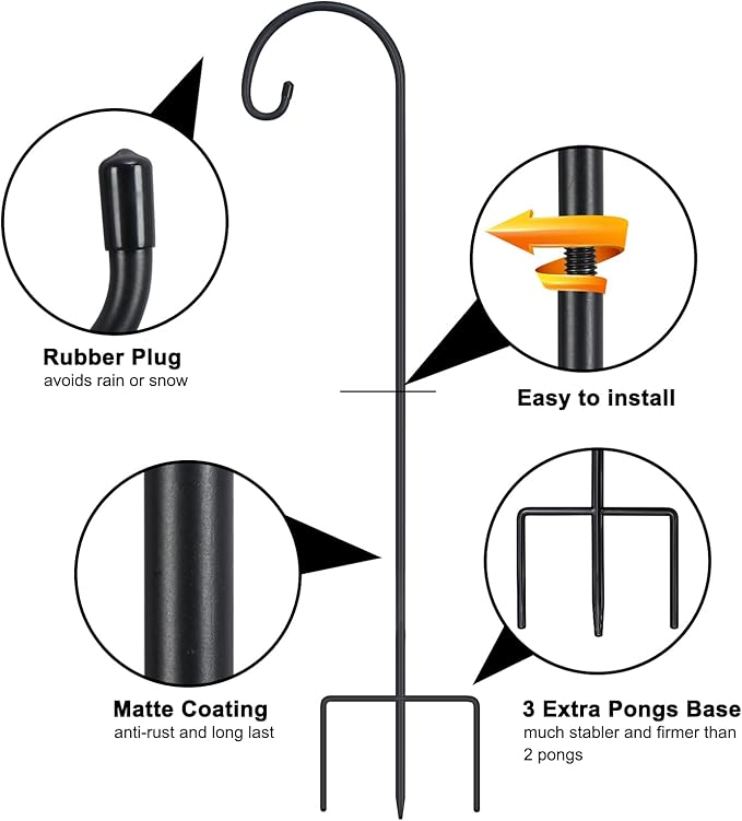 2-Pack 48" Shepherd's Hooks, Heavy-Duty Garden Stakes