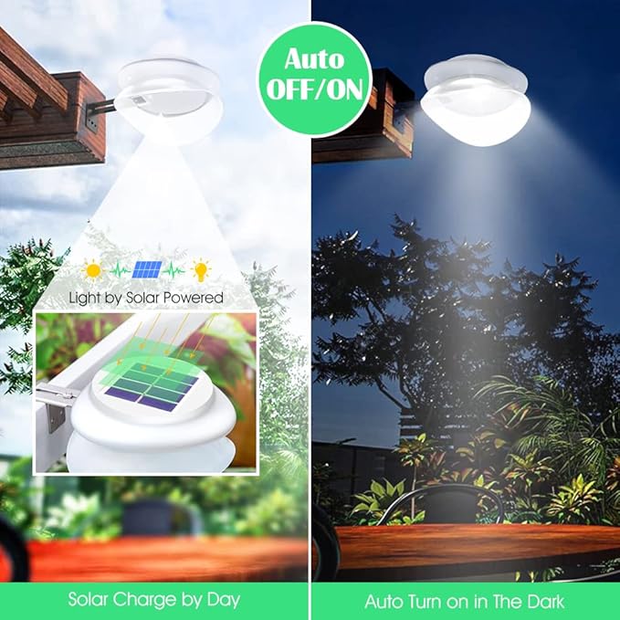 DBF Outdoor Solar Gutter Lights - Solar Fence Lights Outdoor Waterproof LED Deck Lighting Wall Mount Decorative Auto On/Off for Eaves Yard Garage Garden Deck Patio Railing (6 Pack, White)