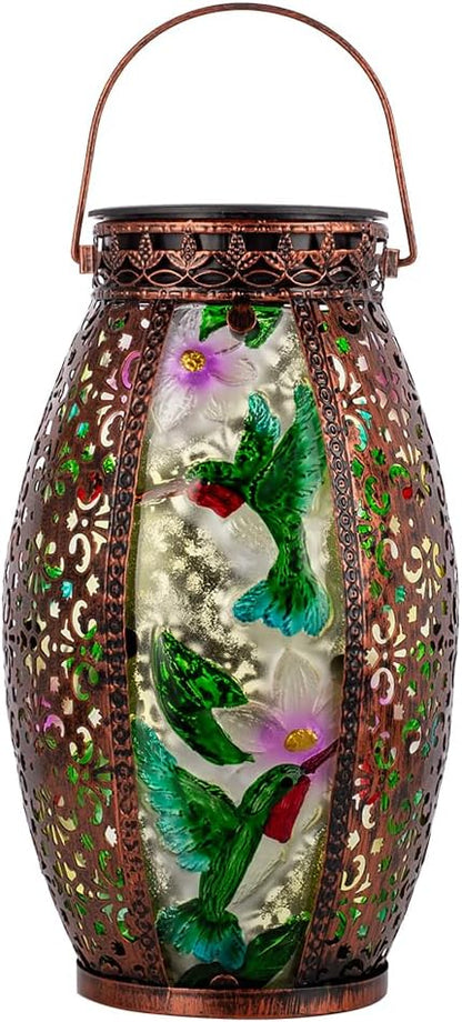VEWOGARDEN Hummingbird Solar Lanterns Outdoor Waterproof Hanging Solar Lantern Decorative Outdoor LED Lantern Lights for Patio Yard Table Garden Decor