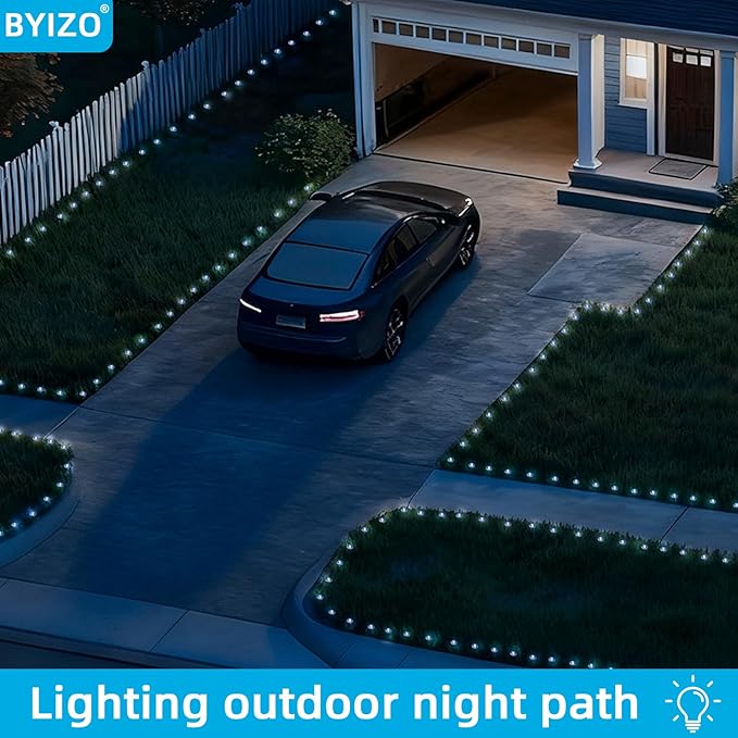 30 LED Solar Ground Lights Outdoor, Waterproof Solar Pathway Lights, LED Landscape Lighting for Garden, Patio, Driveway, Walkway - White