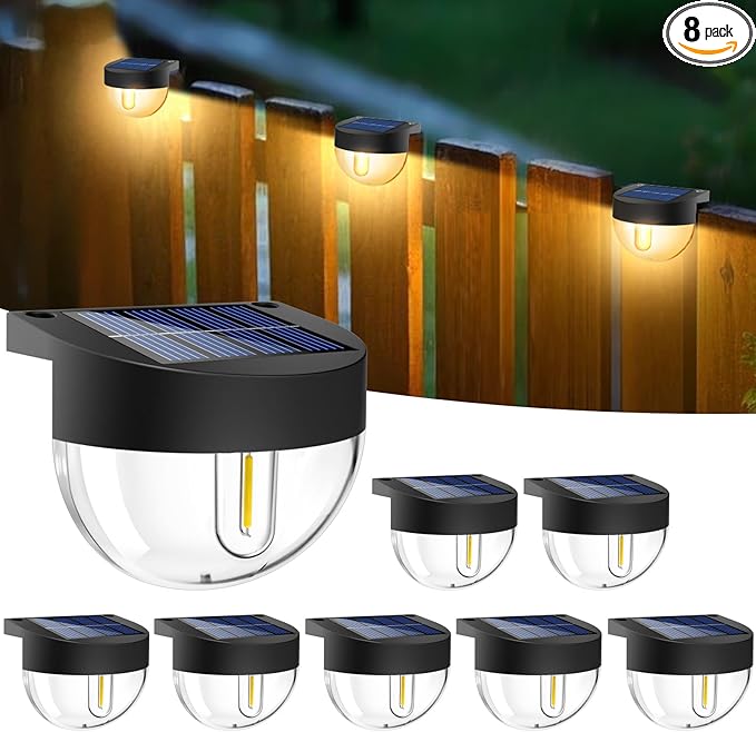 8-Pack Solar Deck Lights, Warm White Waterproof LED