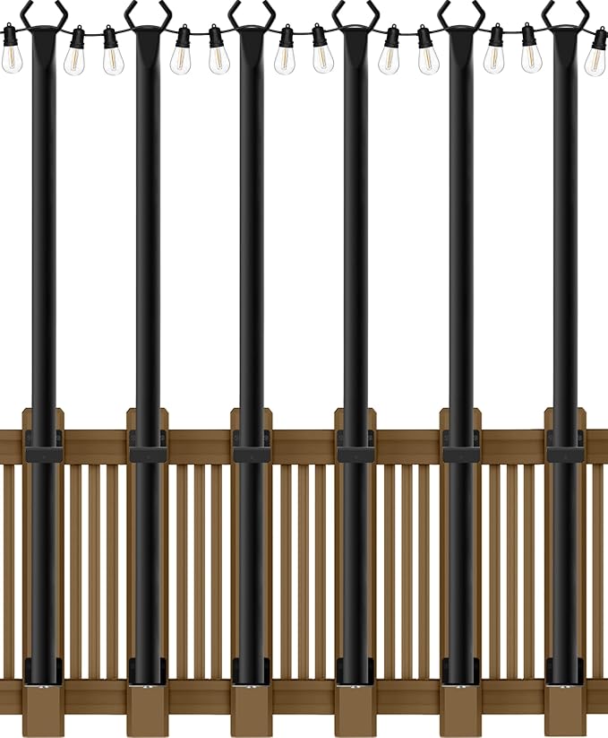 6-Pack 5ft String Light Poles, Heavy-Duty Metal Stands