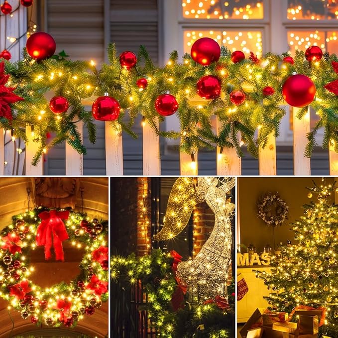 Christmas Patio String Lights 8-Pack, 17ft 50 LED Waterproof
