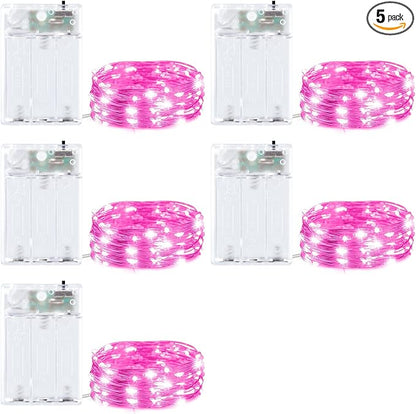 5-Pack Christmas LED String Lights, Waterproof Timer Lights
