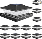 Warm White Solar Fence Post Caps 12-Pack, Yard LED