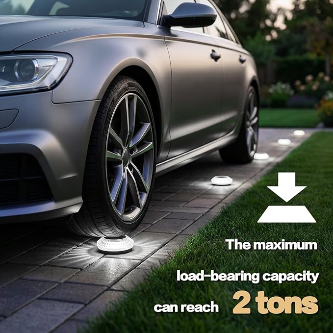 Solar Ground Lights Outdoor, 8 Pack Solar Powered Pathway Lights IP67 Waterproof Anti Glare Diamond Solar Garden Lights Landscape Lighting for Patio Yard Deck Walkway, Cold White