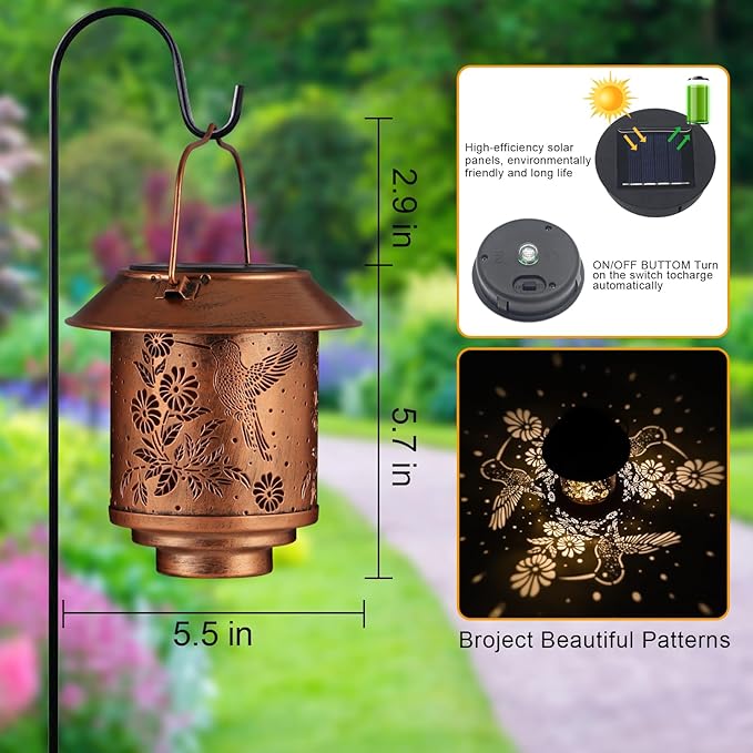 Hummingbird Solar Lantern Set, Elegant Patio Lighting