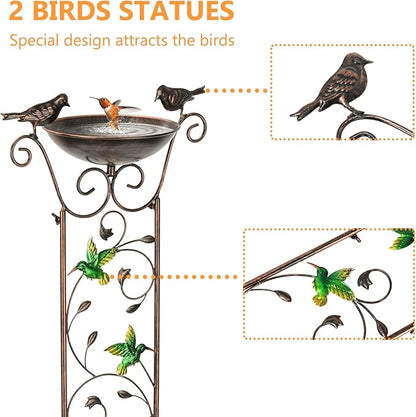 40" Freestanding Bird Bath, Heavy-Duty Metal
