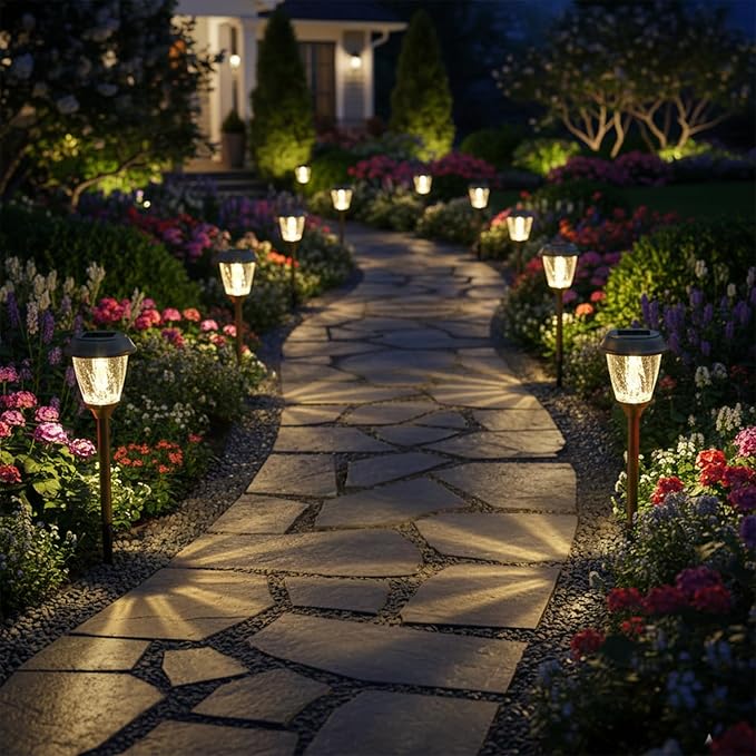 Warm White Solar Pathway Lights 6-Pack, Yard LED