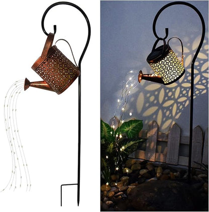 Solar Lanterns Outdoor Waterproof,Metal Watering Can Garden Decor Ornaments,Yard Art Hanging Path Lights,Outside Patio Decorations,Gardening Birthday Gifts for Mom Grandma Women,with Hook, Large