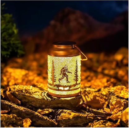 Bigfoot Solar Lanterns Outdoor Hanging Waterproof Solar Lights Big Foot Sasquatch Gifts for Men Women Metal Decorative LED Lanterns for Outside, Patio, Landscape, Yard Decor, Garden Decorations