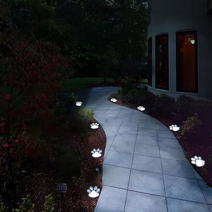 16.8ft Paw Print Solar Lights - Dog Cats Animal Solar String Lights (Set of 8) Outdoor Waterproof, Cat Puppy Animal Décor Walkway Lighting, Gifts for Pet Lovers (Cold White)